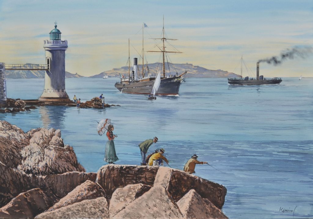 Aquarelle marine 130 x 90cm Tiennick Kerevel